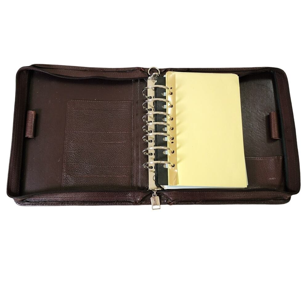 Vintage Franklin Day Timer Genuine Leather 7-Ring Classic Planner Zipper Closure - Picture 6 of 10